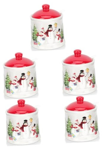 TOPBATHY 5 Piezas encantador contenedor de especias lata cafe home decor azucareros navideños tazón de dulces de navidad adorable contenedor de condimentos tarro de especias de navidad