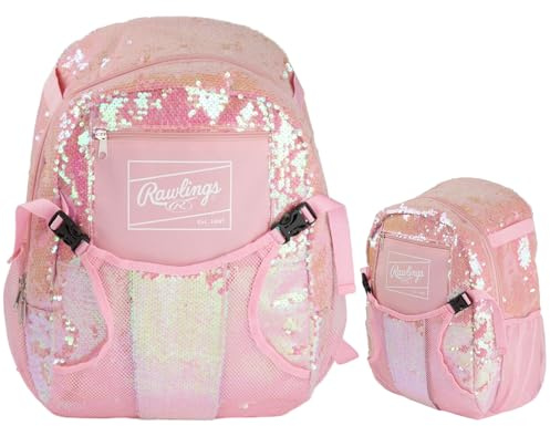 Rawlings Remix T-Ball & Youth Equipment Bag Series | Baseball/Softball | Backpack & Duffel Options | Multiple Colors Ausrüstungstasche, Rosa Pailletten