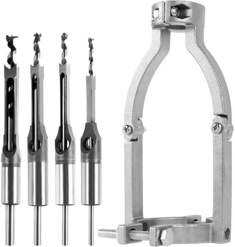 Adaptador de broca de agujero cuadrado para una fácil instalación y desmontaje - Accesorio de mortaja con 4 brocas de carburo para taladro de columna, máquina de mortaja, accesorio de herramienta el