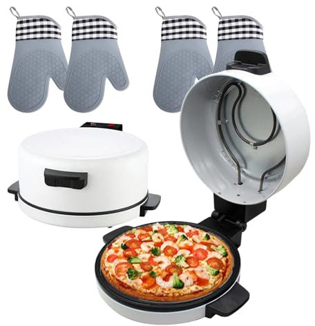 forplubossmmp Electric Pizza Baking Ovens with Indicator Light - Adjustable Temperature | Non-Stick Countertop Pizza Bread Oven with 11.8 Round Heating Plate | Mini Hot Stone Pizza Cooker