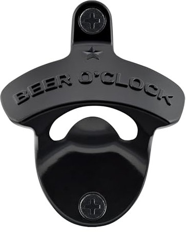 Jumiok Black Bottle Opener Wall Mount Beer Cap Opener BEER O'CLOCK Soda Bottle Top Opener Cooler Mounted