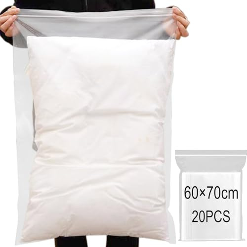 DITK-U Bolsas reutilizables con cierre a presión, grandes bolsas de viaje, bolsas de almacenamiento, transparentes, selladas, impermeables, organizadores de equipaje para abrigos, ropa voluminosa