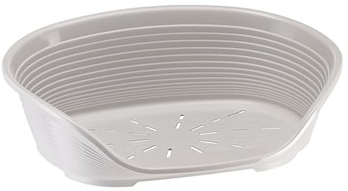 Ferplast Panier Chien Panier Chat 100% en Plastique, Respirante et Antidérapante Siesta Deluxe, 49 x 36 x 17,5 cm, Gris Clair