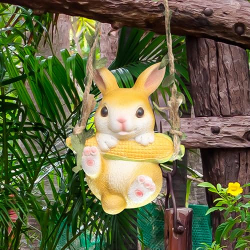 Osterdeko Hase Figuren, 13cm Schaukel Osterhase Deko Figur, Osterdeko Outdoor Kaninchen Figuren, Gartendeko für Draußen Mini Hase Tiere Figur, Osterdeko Garten Figuren Klein für Ostern Geschenk (A)
