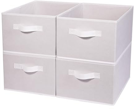 BOMKEE Hosen Kleidung Schubladen Organizer Faltbar Aufbewahrungsbox | 4 Stücke, Organizer Kleiderschrank mit Griffen und Boden für Unterwäsche, Pullover, Hosen, T-Shirts, Handtücher