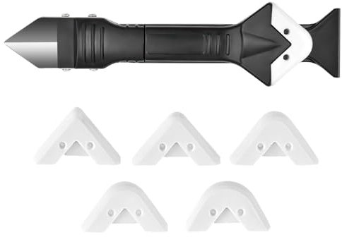 6 Pcs Silicone Remover Tool, Professional Sealant Removal, Silicone Scraper with 5 Replaceable Pads for Kitchen, Multi-function Spatula Tools, Floors and Sinks, Suitable for Bathrooms