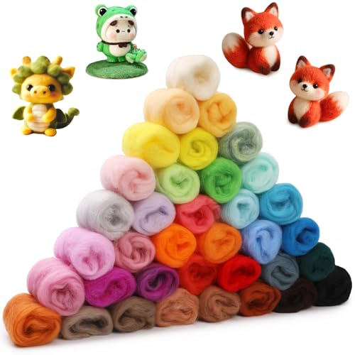 Namner Filzwolle 36 Farben Set, 108g Märchenwolle aus Schafwolle | für Nassfilzen & Trockenfilzen, Merinowolle zum Filz Basteln & Stricken, Filzen Starterset mit Naturfasern