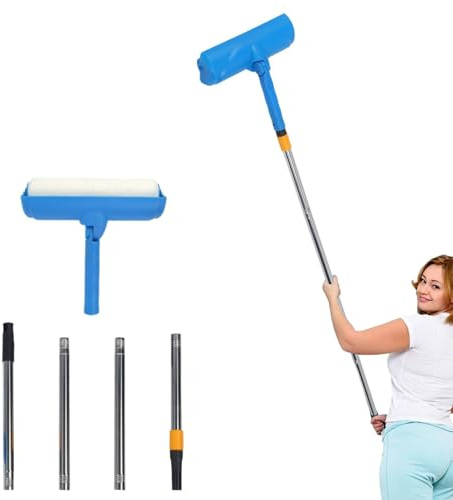 Ceiling Paint Roller, 9.8 Inch Decorator Roller and Shield Paint Roller Extension Pole Microfibre Foam Roller Brush Household Wall Painting Tool for Home Painting and Decorating Tools