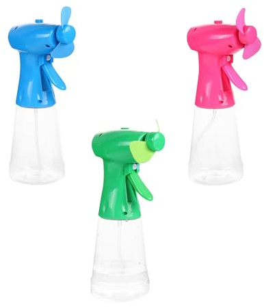 3 Pc Handventilator Mit Wasserkühlung, Handventilator Wassersprüher, Tragbarer Handventilator Mit Wassernebel, Reiseventilatoren Mit Transparentem Wassertank, Batteriebetrieben, Kühlender Nebelventila