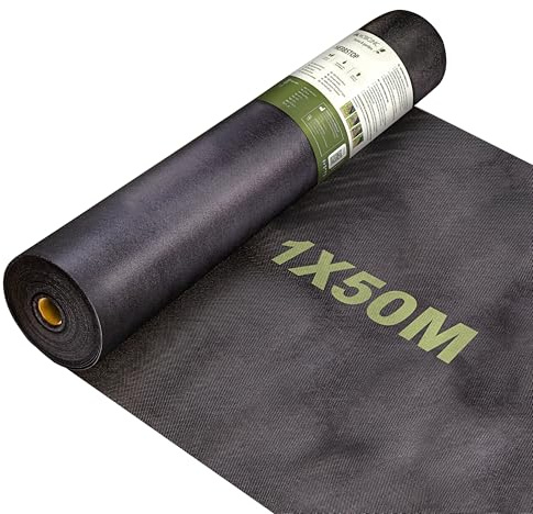 Mobiclinic®, Telo Pacciamatura, Geotessile, 150 g/m² Alta Grammatura, 1x50 m, Resistente ai Raggi UV e agli Strappi, Rete Anti-Erbacce, Permeabile all'Acqua, Traspirante, Giardino e Serra, HerbStop