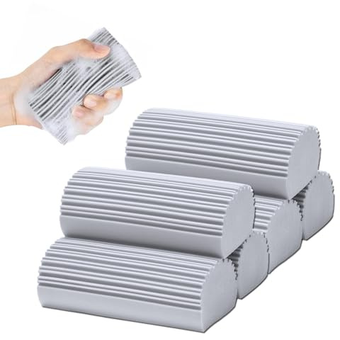 6 Paquete de Esponja de Plumero Limpio y húmedo, Esponja de Polvo de espolvoreado para la Limpieza, Esponja de Limpieza de hogares Reutilizables para persianas, Cuchillas de Ventilador, Espejos,