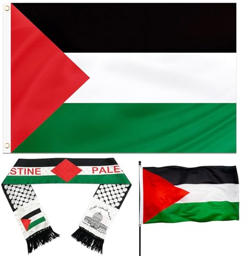 Drapeau Palestine 150 x 90 cm,Palestine Écharpe 135 x 14 cm | Écharpe Drapeau Palestinien,Drapeaux Palestiniens,Drapeaux Résistants aux Intempéries