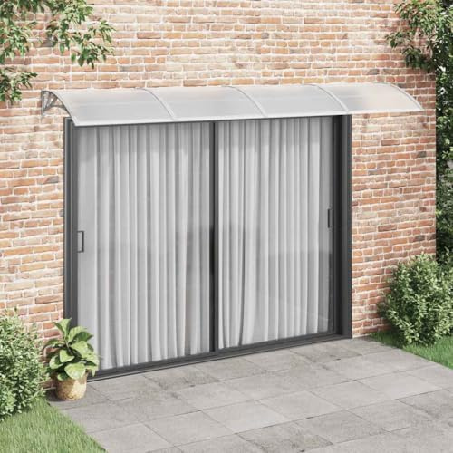 Gelenkarmmarkise Markisenstoff,Türvordach Grau und Transparent 350x75 cm Polycarbonat,Sonnensegel Für Balkon Terrasse Garten,Montage Erforderlich