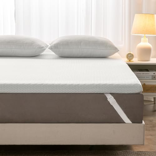USPARK Memory Foam Mattress Topper King Bed 5cm (2 inch), Firm Mattress Topper with Gel Memory Foam and Machine Washable Soft Bamboo Cover (King Size - 150x200 cm)