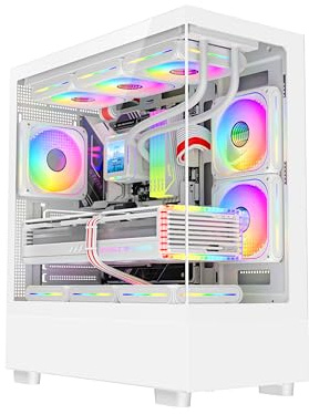 ASC Gaming PC Tower, AMD Ryzen 5 5500, 16GB RAM, 1TB+256GB SSD, RTX4060 8GB Graphics, Windows 11, White RGB 6 Fan Gaming Case. ** Free Upgrade To 5050 Gpu