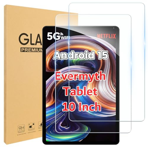 Samlior 2Pack Screen Protector for Evermyth Tablet 10 Inch KB1001/KB1004/KB1001L/KB1004L, 9H Hardness Tempered Glass, Scratch-Resistant, HD Screen Protector, Compatible with Evermyth Tablet 10 Inch