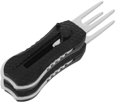 MUELODSIC Forchetta Pieghevole in Acciaio Inox per Riparare Zolle da Golf Meccanismo di Sgancio Rapido e Marcatore per Palline Strumento Portatile per Manutenzione Green da Golf Set 2