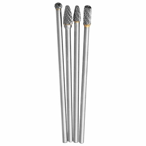 Juego de 4 fresas de carburo de tungsteno con vástago largo, 6 mm de vástago redondo para amoladora recta, herramientas de corte rotativo para bricolaje en carpintería