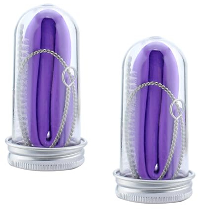 Didiseaon Set 2 Pezzi di Cannucce Pieghevoli in Silicone Riutilizzabili con Spazzola e Custodia Viola per Bevande, Cocktail e Uso Domestico Ecologico
