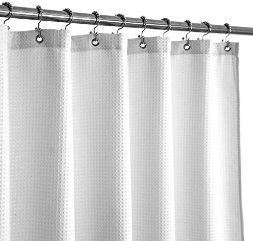 Barossa Design Rideau de Douche en Tissu gaufré de 81,3 cm, Taille étroite, Spa de Luxe hôtelier, 230 g/m², très résistant, imperméable, Motif piqué Spa, Blanc 81,3 x 182,9 cm | Spa de luxe hôtelier, tissu épais de 230 g/m², hydrofuge, lavable en machine, 81,3 x 183 cm (l x H) pour cabine étroite