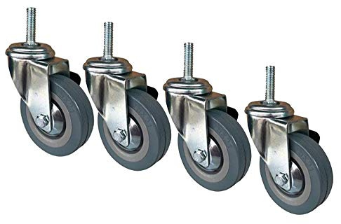 WYBMR Lot De 4 roulettes pour Meubles 75/100mm Caoutchouc roulettes Pivotantes Chariot Transport roulettes Lourde avec Frein, M10/M12 Tige Filetée Capacité De Charge 400kg