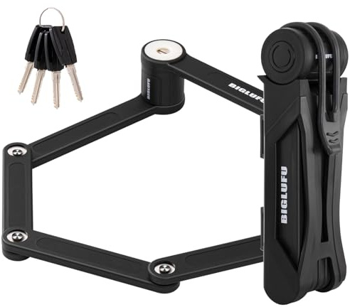 BIGLUFU Candado para Bicicleta Plegable, Candado Plegable con Accesorio Soporte, 86cm Plegado, 4 Llaves