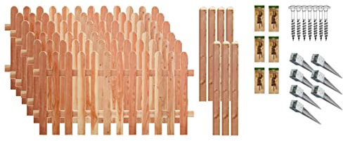 TETZNER & JENTZSCH Zäune Austin 4 I Sichtschutz Zaun 180x80cm farblos I Gartenzaun aus Holz für den Sichtschutz I Zaun mit Holzlatten I Staketenzaun Komplettset mit Tür und Einzeltor-Beschlag verzinkt