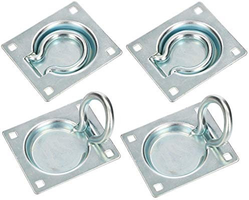 KOTARBAU® 4 x Amarres para empotrar en el Suelo 90 x 75 mm, Ojal de Amarre, Anillo de Suelo Empotrado, Anilla empotrable, Anillo de sujeción en Acero, Gancho de Amarre para Sujetar Carga, 4 Anillos