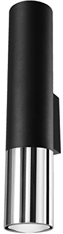 SOLLUX lighting Wandleuchte Innen - Wandlampe Stahl - 1 Flammig - LED Lampe Glühbirne - Schwarz Chrom Loopez
