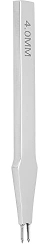 Punzón de Acero para Costura de Cuero y Cincel de de 4mm con 2 Dientes, Herramienta de Bricolaje Punzón Redondo Puntiagudo para Punzonado