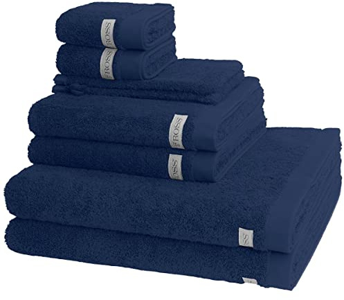 Ross - 8 teiliges Frottier-Set - Sinfonie (2 X Wasch- 2 X Gäste- 2 X Dusch- 2 X Handtuch im Set) - 500 g/m2 - Baumwolle - Walkfrottee - saugstark - weich und flauschig - Denim