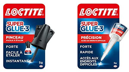 Loctite Super Glue-3 Pinceau - Colle Forte à Séchage Instantané avec Pinceau Applicateur - Transparente, Flacon 5g & Super Glue-3 Précision