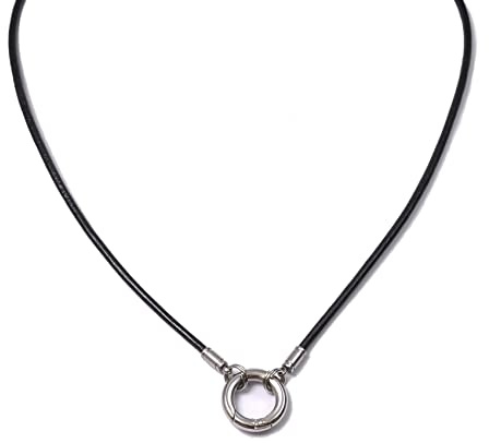 Auroris Lederkette schwarz 2mm mit Karabiner-Ring aus Edelstahl
