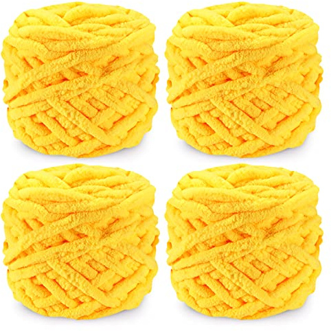 Strickwolle, 4 x 100 g, mehrfarbiges Strickgarn zum Häkeln, weiches, klobiges Garn für Garnprojekte, Plüschbälle, handgefertigte Taschen, Pullover, Schuhe, Mützen, Pullover, Decken, Schals