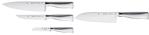 WMF Grand Gourmet Messerset 3teilig Made in Germany, 3 Messer geschmiedet & Grand Gourmet Santoku Messer 32 cm, Made in Germany, Messer geschmiedet, Performance Cut, Klinge 18 cm