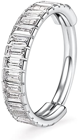 Silber Conch Creolen 16G Huggie Ohrringe Chirurgenstahl Kleine Creolen Hinged Segment Clicker Ring Conch Piercing Knorpelohrring Lobe Ohrring Schmuck mit rechteckigem CZ 10mm