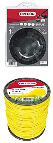 Oregon Fadenkopf Lightning Load Tap & Go + Gelber Mähfaden 3 mm x 169 m, geeignet für die meisten Freischneider/Rasentrimmer mit geradem Schaft über 33 cc
