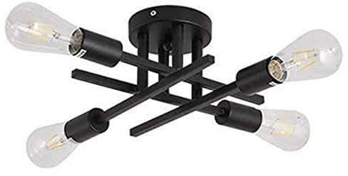Industriell Lampe Schwarz Sputnik Deckenleuchte Weinlese LED 4 Lichter Deckenleuchte E27 Modern Metall Kronleuchter für Wohnräume Küche Hausflur Schlafzimmer Speisesaal Hotel Café Restaurant
