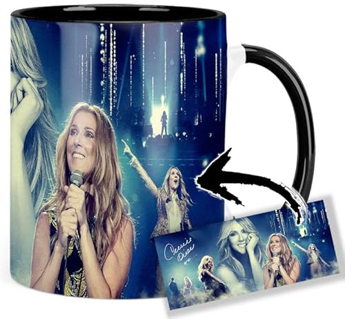 Celine Dion C Tasse Innen & Henkel Schwarz Keramikbecher Mug