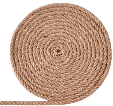 XINSHUNCAN Corde en jute de 6 mm, 30 m, 4 brins de chanvre naturel épais et solide pour travaux manuels, griffoir, jardin, décoration