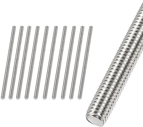 HiPicco M8 x 150mm Fully Threaded Rod & Studs, 304 Stainless Steel Right Hand Threads Rods, M8-1.25 Thread Pitch for Anchor Bolts, Clamps, Hangers and U-Bolts 10pcs