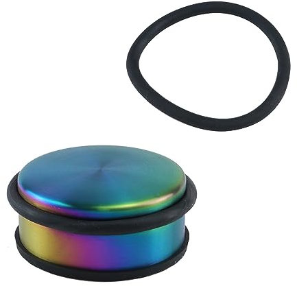 WDONAY 10,5 cm x 4,5 cm Edelstahl-Türstopper mit rutschfester Gummiunterseite, robuste Türstopper, dekorativer Boden-Türstopper, Sicherheitstürkeil mit schützenden Gummibändern, ohne Bohren