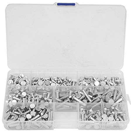 ANKROYU 350 teiliges M4 Blindnietmuttern Sortiment aus Aluminium Mit Kuppelkopf, Flach/Senkkopf Vollmetallnieten Befestigungsset Für Heimwerker (4/6/8/10/12/16/20 Mm)