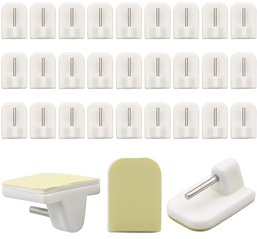 ZYNERY 30 Pièces Support Tringle Rideau Crochets Adhésifs Autocollants pour Cuisine et Bain