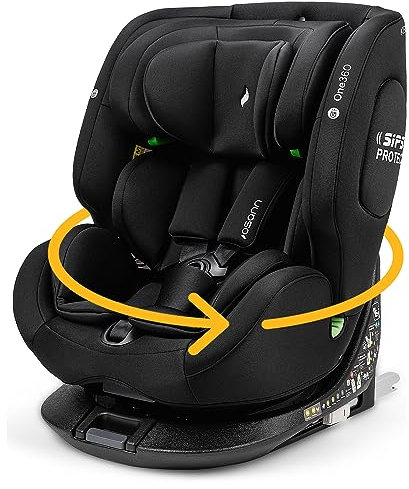 Osann One360 i-Size, 360 Grad drehbarer Kindersitz 40-150 cm, Reboarder mit Isofix, mitwachsender Kinderautositz - All Black