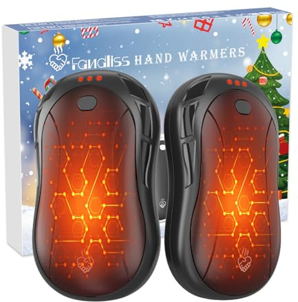 2 Paquetes Calentador de Manos Recargable,FANDLISS 2025 Nuevo 5200mAH Dividido Desmontable Calienta Manos de Bolsillo Calienta Manos Eléctrico Portátil para Camping,Golf,Invierno Aire Libre -Negro