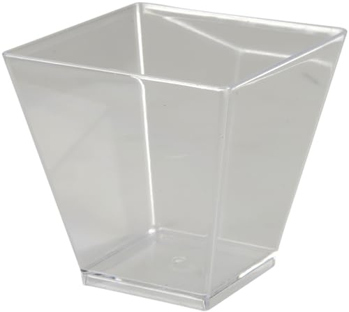 Abena Gastro Square Plastic Dessert Pots | Pack of 50 | 120ml Dessert Cups | Plastic Bowls for Parties | Nibble Bowls | Jelly Pots | Cheesecake Pots | Grazing Table Accessories