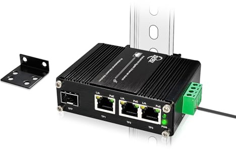 Commutateur Ethernet PoE à 3 ports Mini industriel Gigabit 10/100/1000T RJ45 et 100/1000X SFP Rail Ethernet Switch 12 ~ 48 VDC Supporte IEEE802.3af/at PoE 30 W jusqu'à 90 W (sans alimentation ni