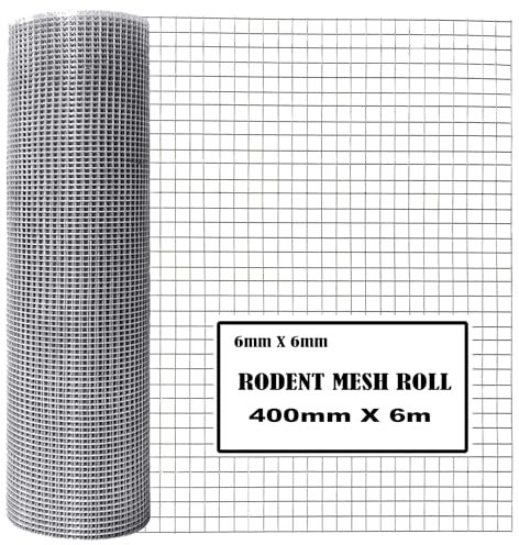 Space-IOT 40cm X6M Rodent Proof Wire Mesh, Galvanised Rat Proofing Mesh Roll,Welded Metal Plants Mesh,Pest Prevention,Stop Rat, Mouse, Squirrel, Bird Access