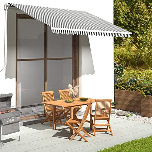 Gecheer Tessuto di Ricambio,Tela,per Tenda da Sole,3,5x2,5 m,Antracite e Bianco,Tela per Tenda Esterno Sole,Tela per Tenda da Sole da,Balcone,Patio,Giardino,Tela di Ricambio per Tenda da Sole